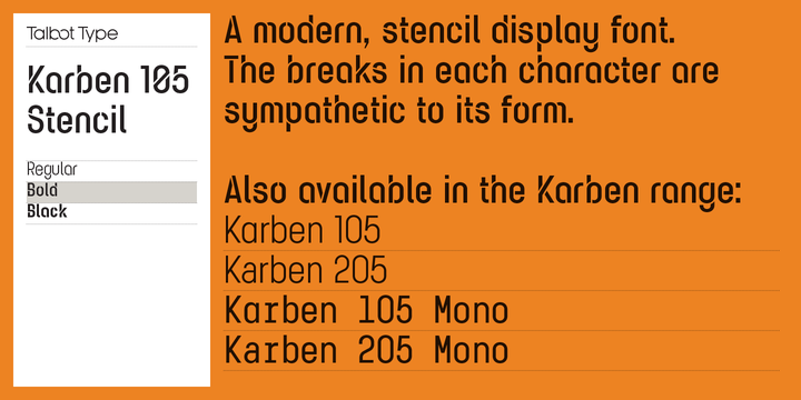 Przykład czcionki Karben 105 Stencil Bold Oblique